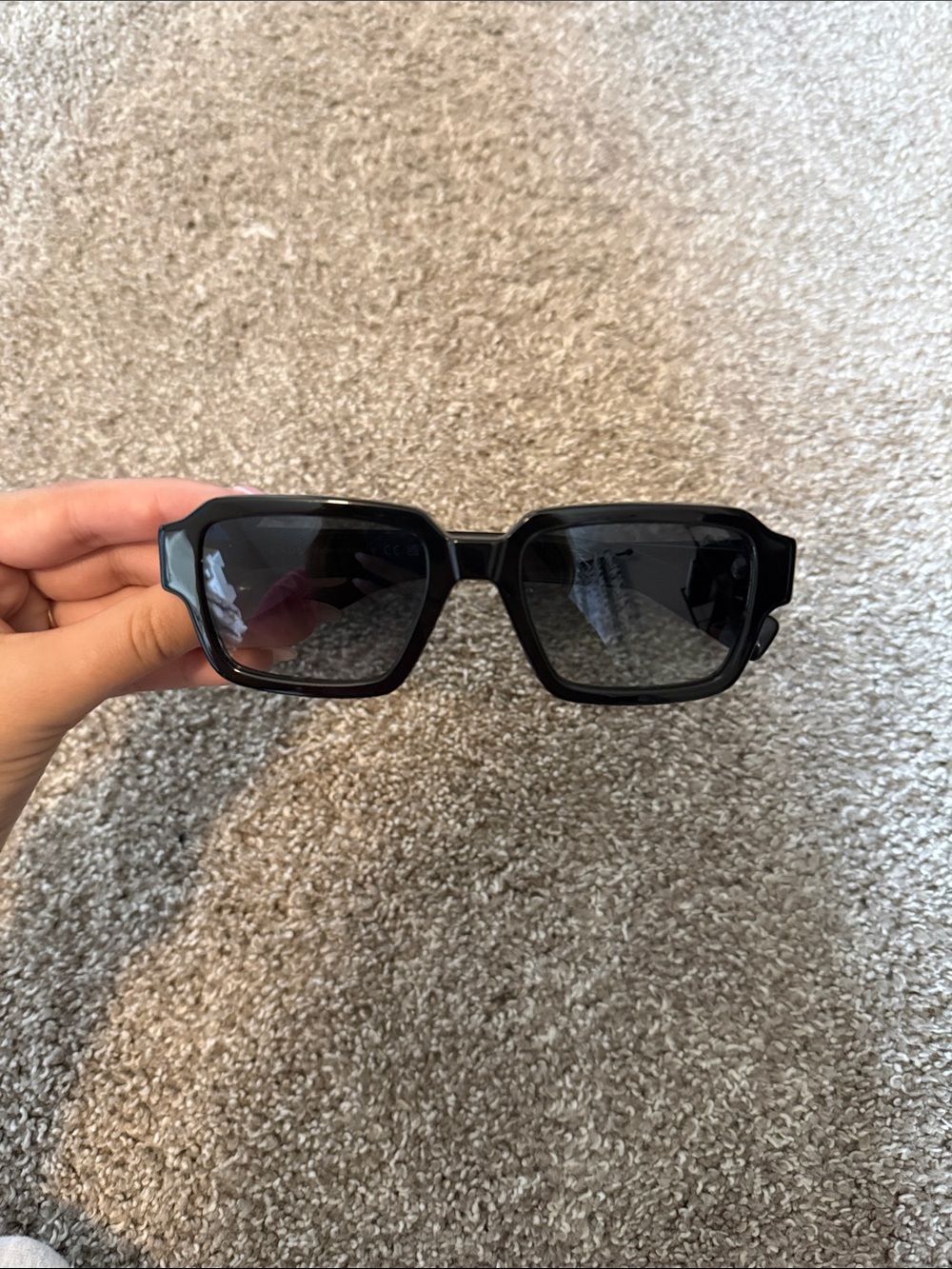 Prada Black Rectangular Women's Sunglasses